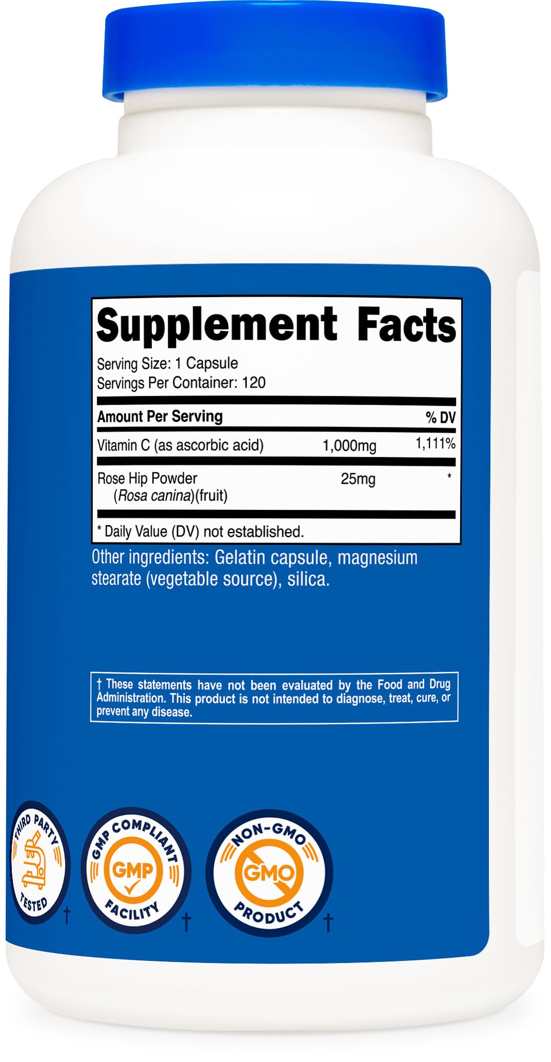 Nutricost Vitamine C, fabrication conforme BPF et FDA-registrée