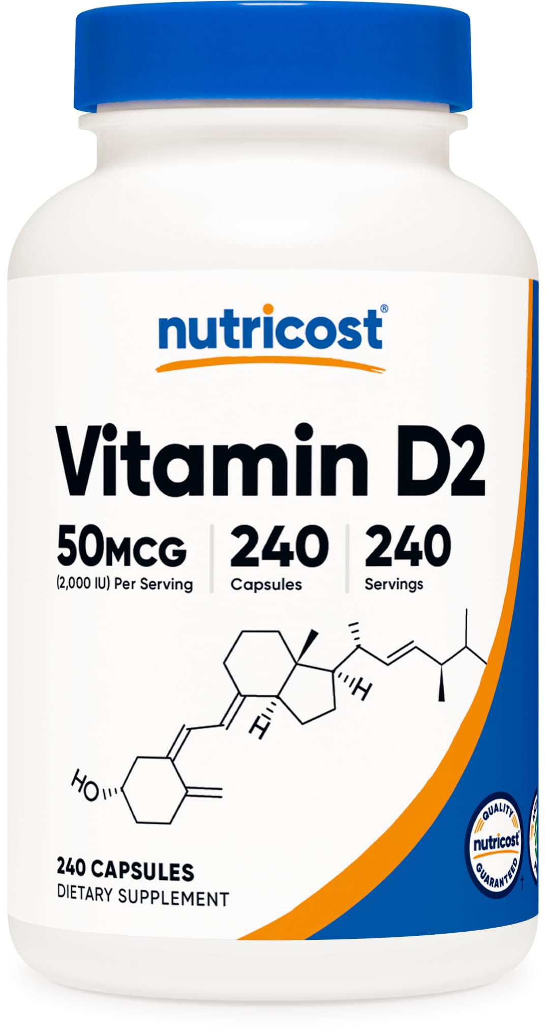 Nutricost Vitamine D2 en bouteille avec gélules, soutien potentiel des os et du bien-être général.