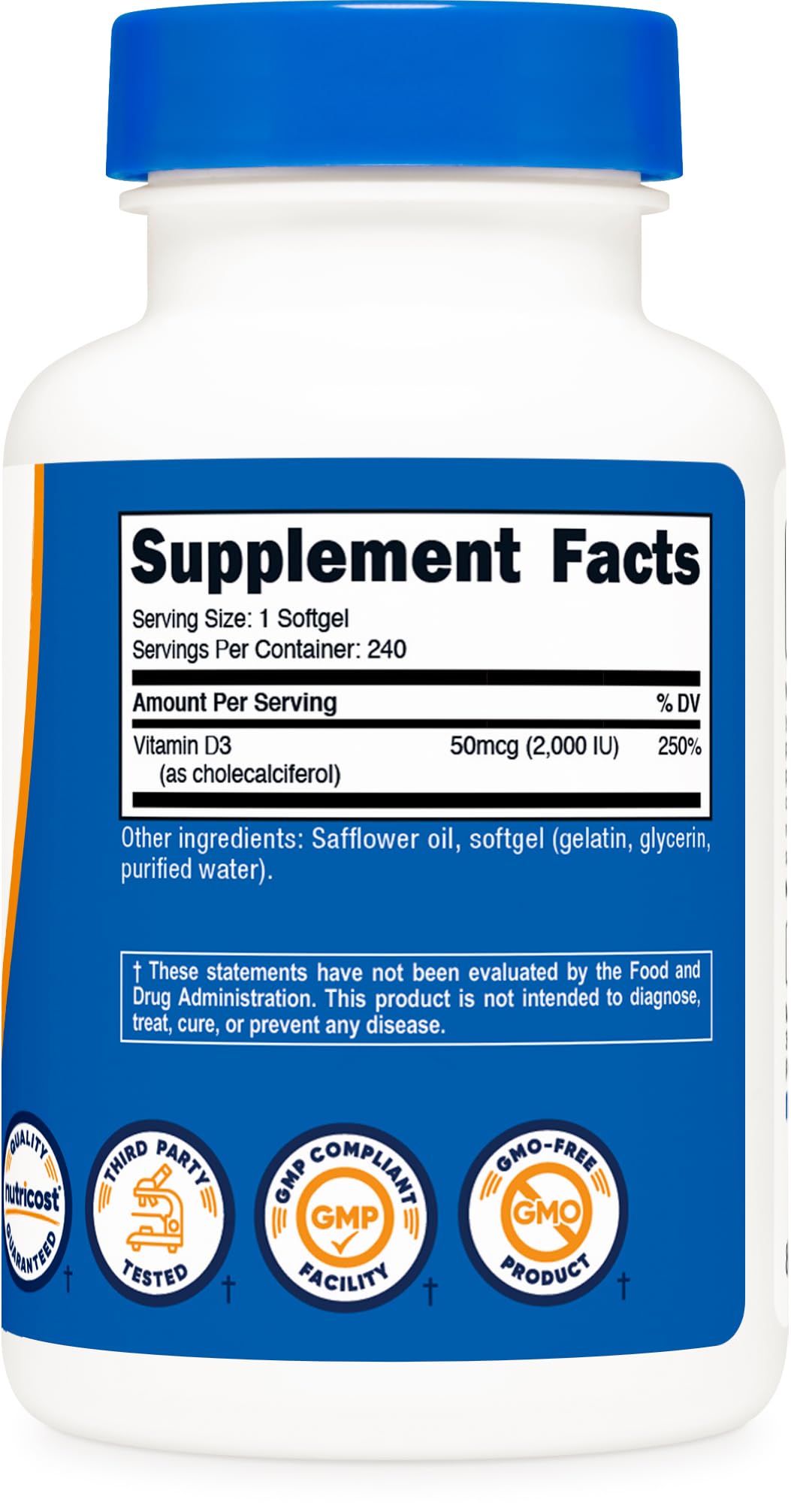 Utilisation quotidienne des gélules Nutricost D3 2000 UI pour le bien-être.