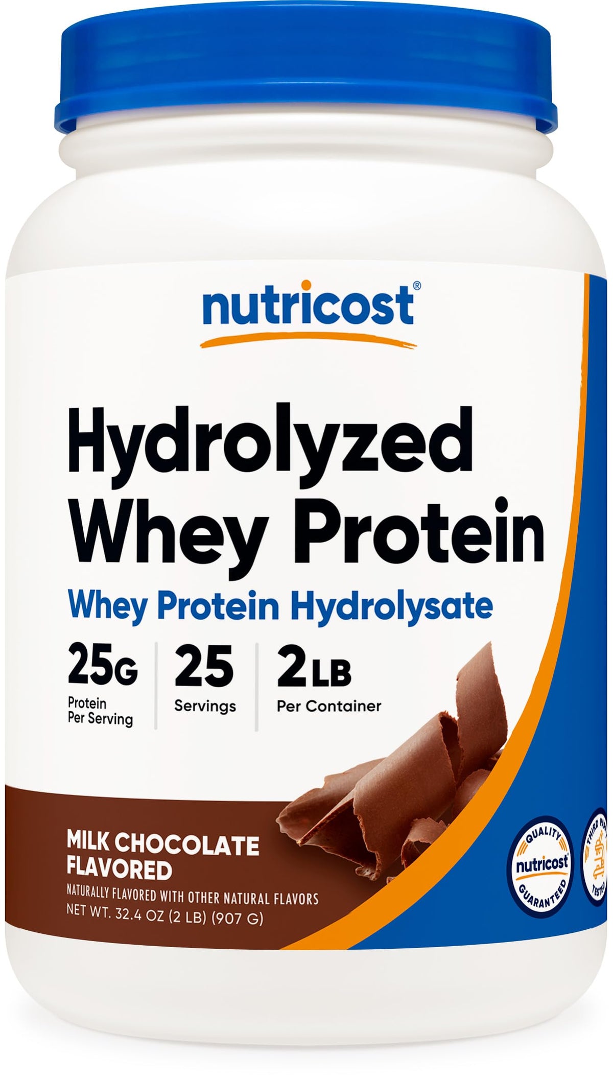 Nutricost protéine whey hydrolysée chocolat, poudre prête au mélange après l'entraînement.