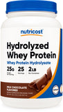 Nutricost protéine whey hydrolysée chocolat, poudre prête au mélange après l'entraînement.