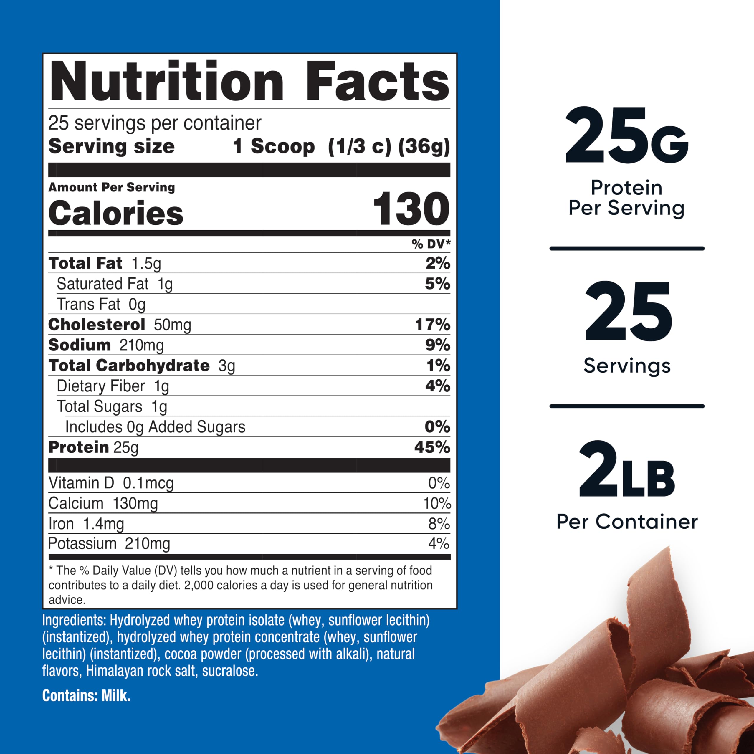 Nutricost protéine whey hydrolysée chocolat, texture fine favorisant l'absorption rapide.