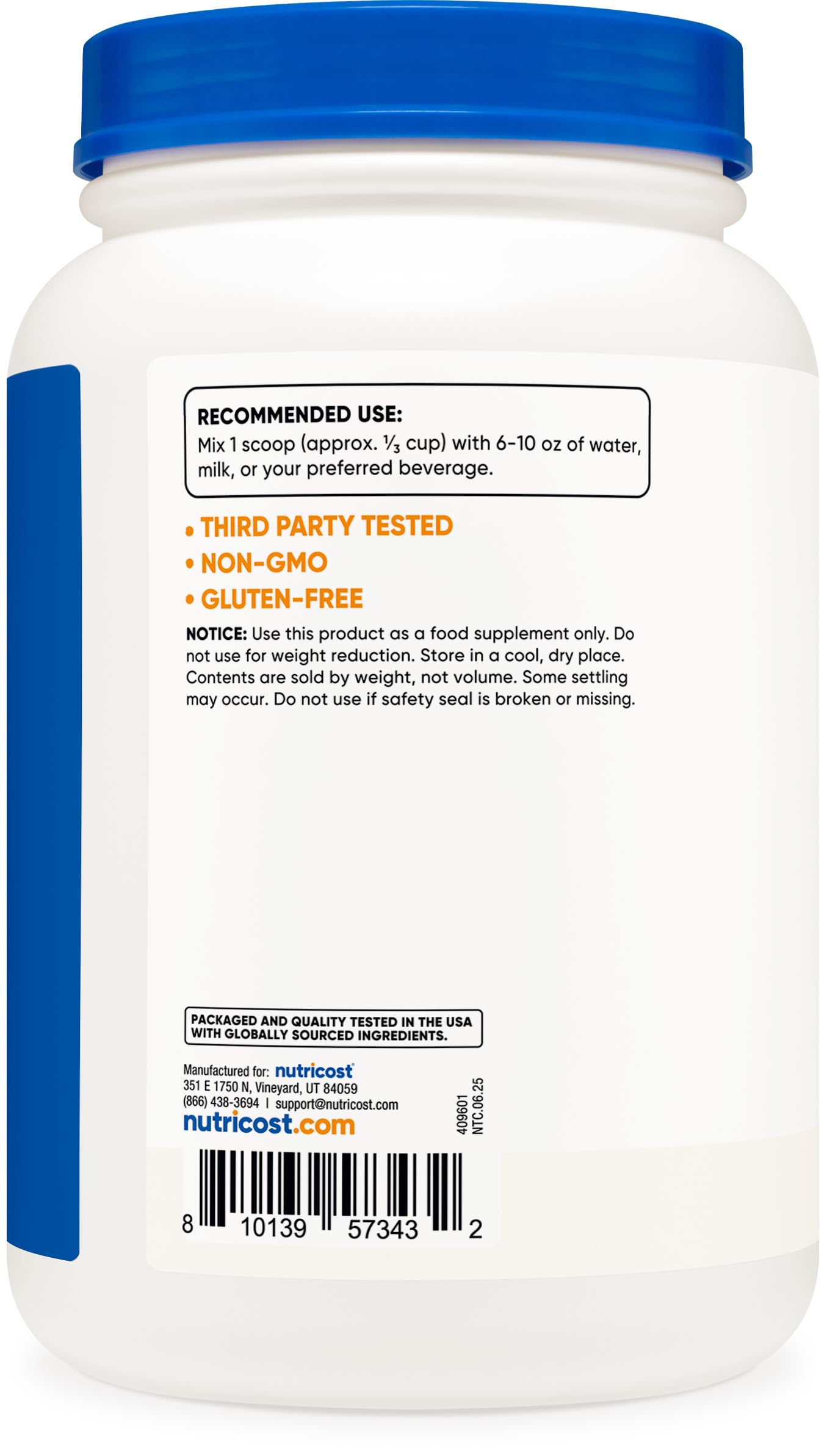 Nutricost Whey Isolate certifiée kasher et halal.