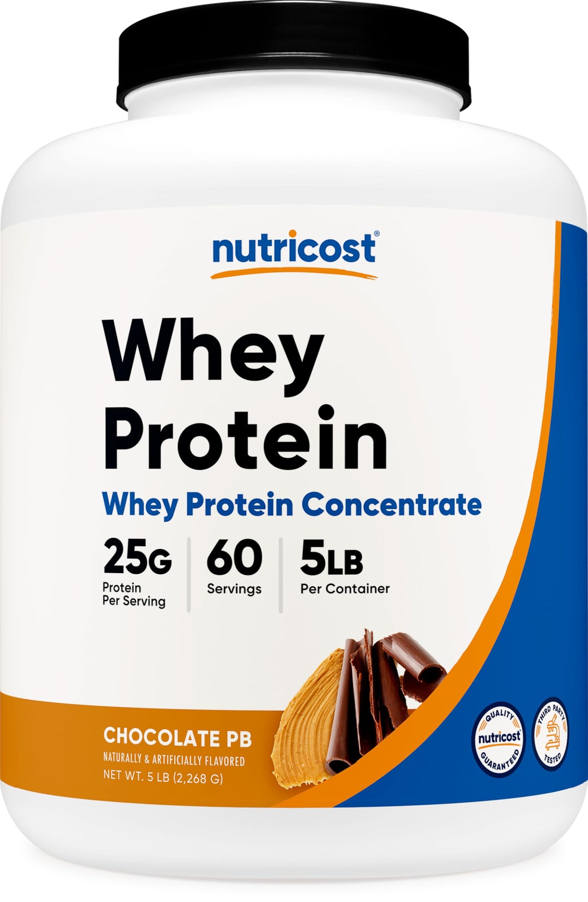 Nutricost concentré whey, bouteille chocolat beurre cacahuète, apport protéique pratique après entraînement.