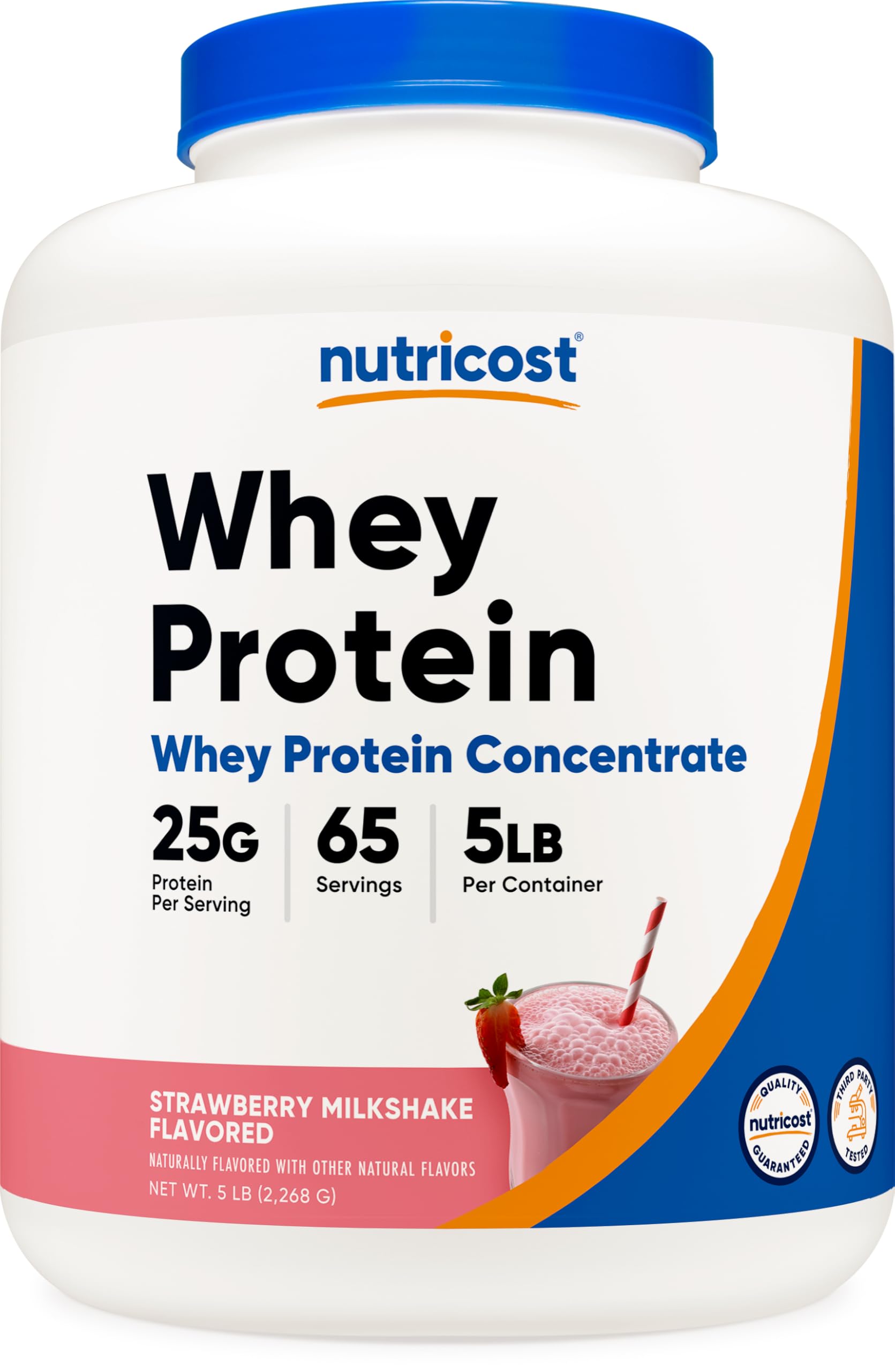 Nutricost protéine de lactosérum concentrée à la fraise en bouteille, pratique pour shakes après entraînement
