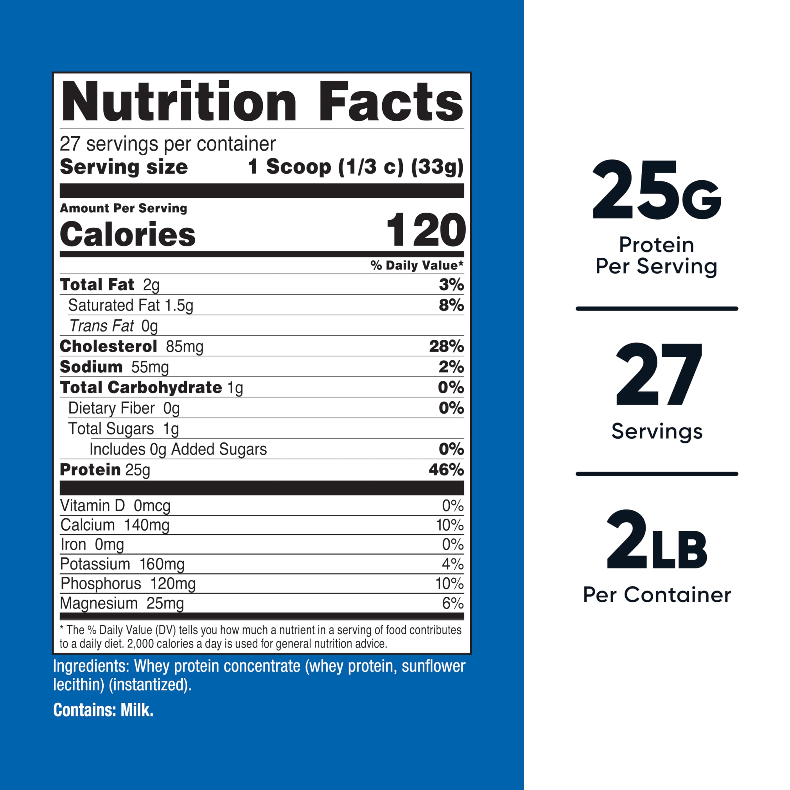 Nutricost Whey Protein Concentrate non aromatisée, poudre fine idéale pour des mélanges lisses.