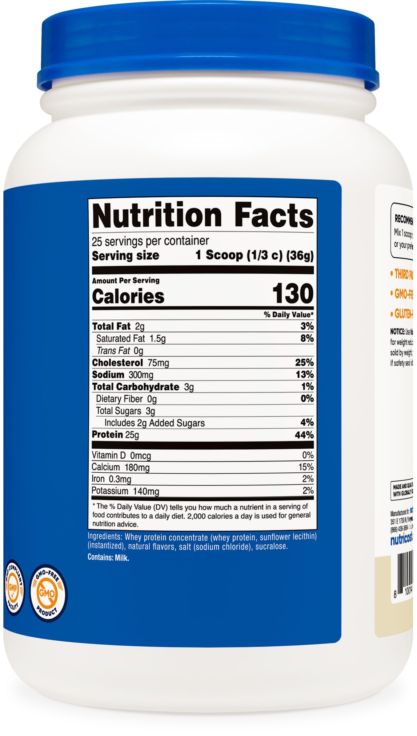 Nutricost Whey Protein Concentrate Vanille – mélange rapide dans un smoothie post-entraînement.