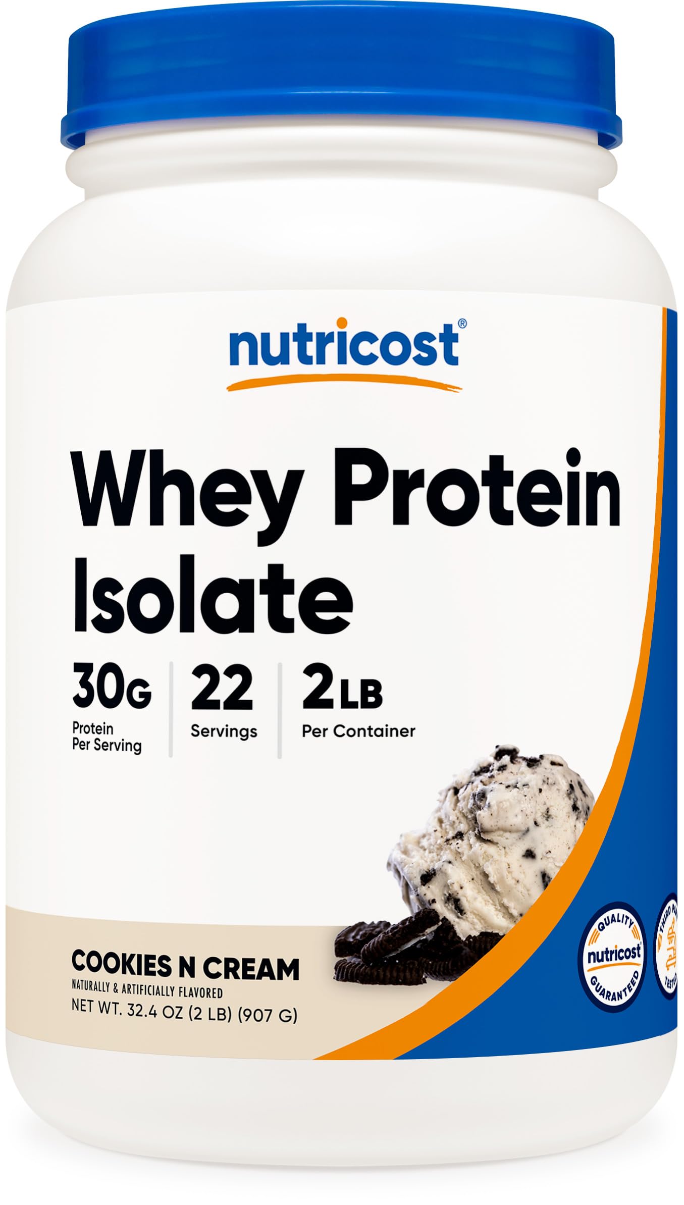 Nutricost Isolat Protéine de Lactosérum Biscuits et Crème, bouteille — goût riche après l'effort.