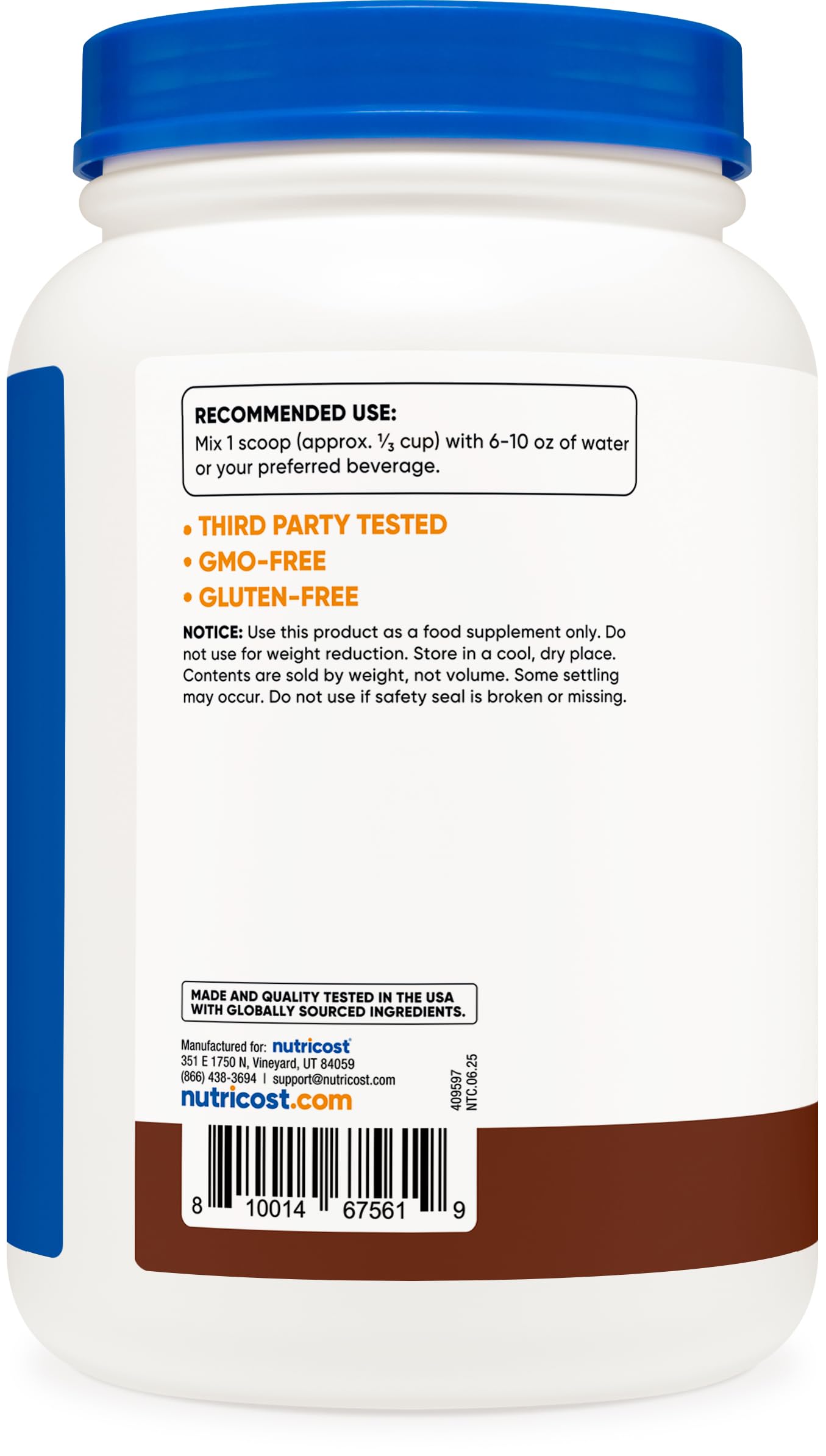 Protéine Nutricost chocolat sans gluten idéale pour alimentation équilibrée