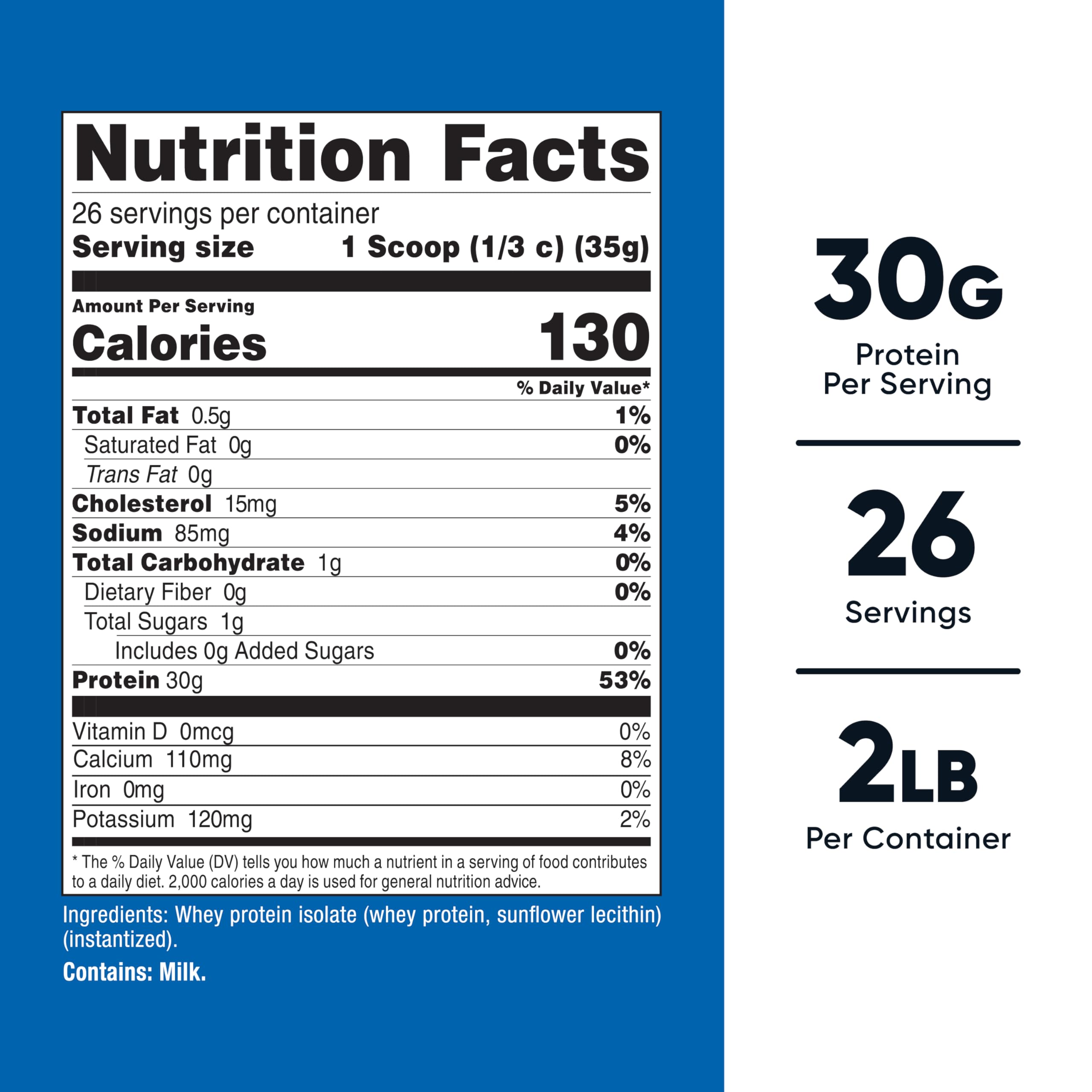Nutricost isolat protéique sans arôme, cuillère-mesure incluse pour dose précise