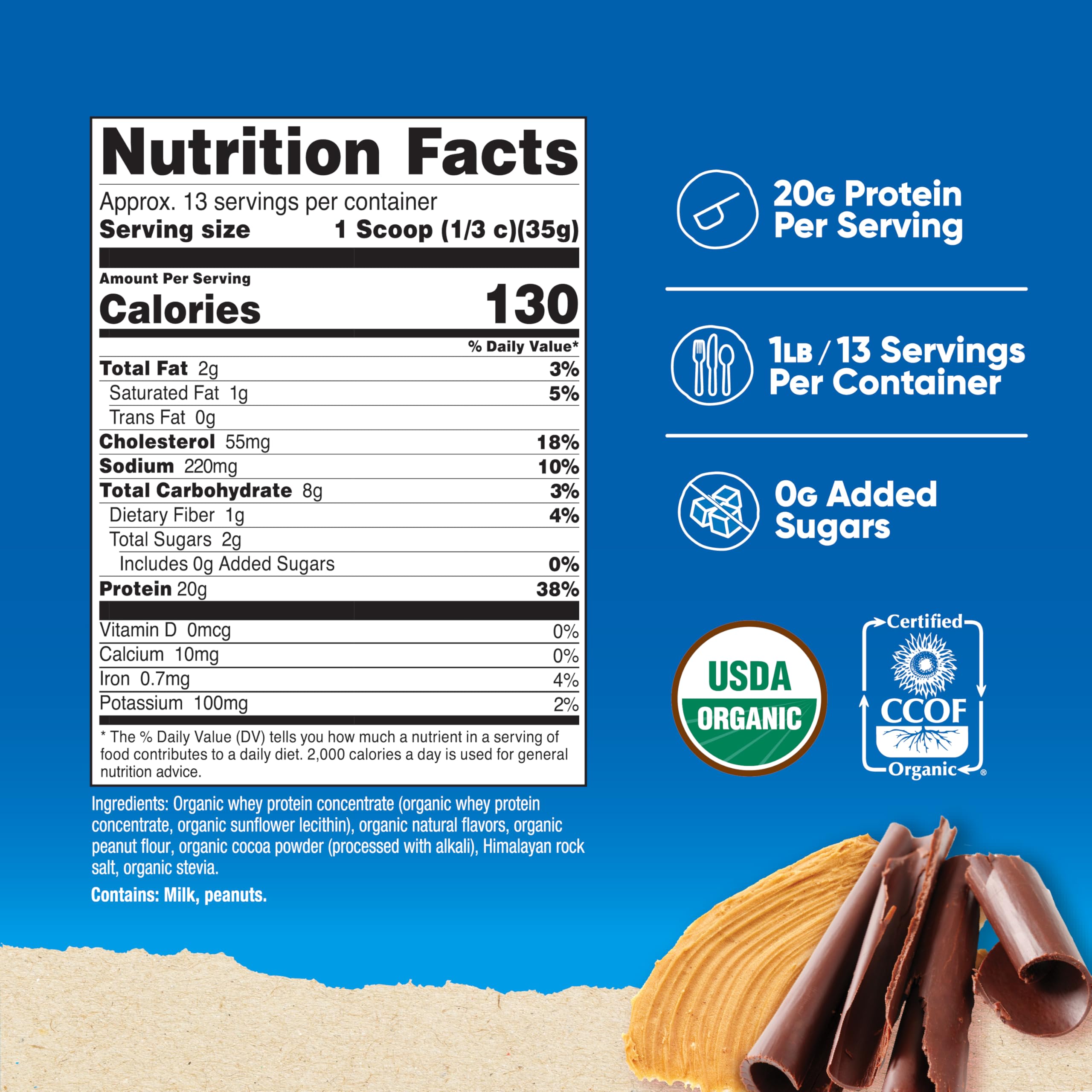 Nutricost Protéine whey utilisée pour smoothie chocolat cacahuète, goût gourmand