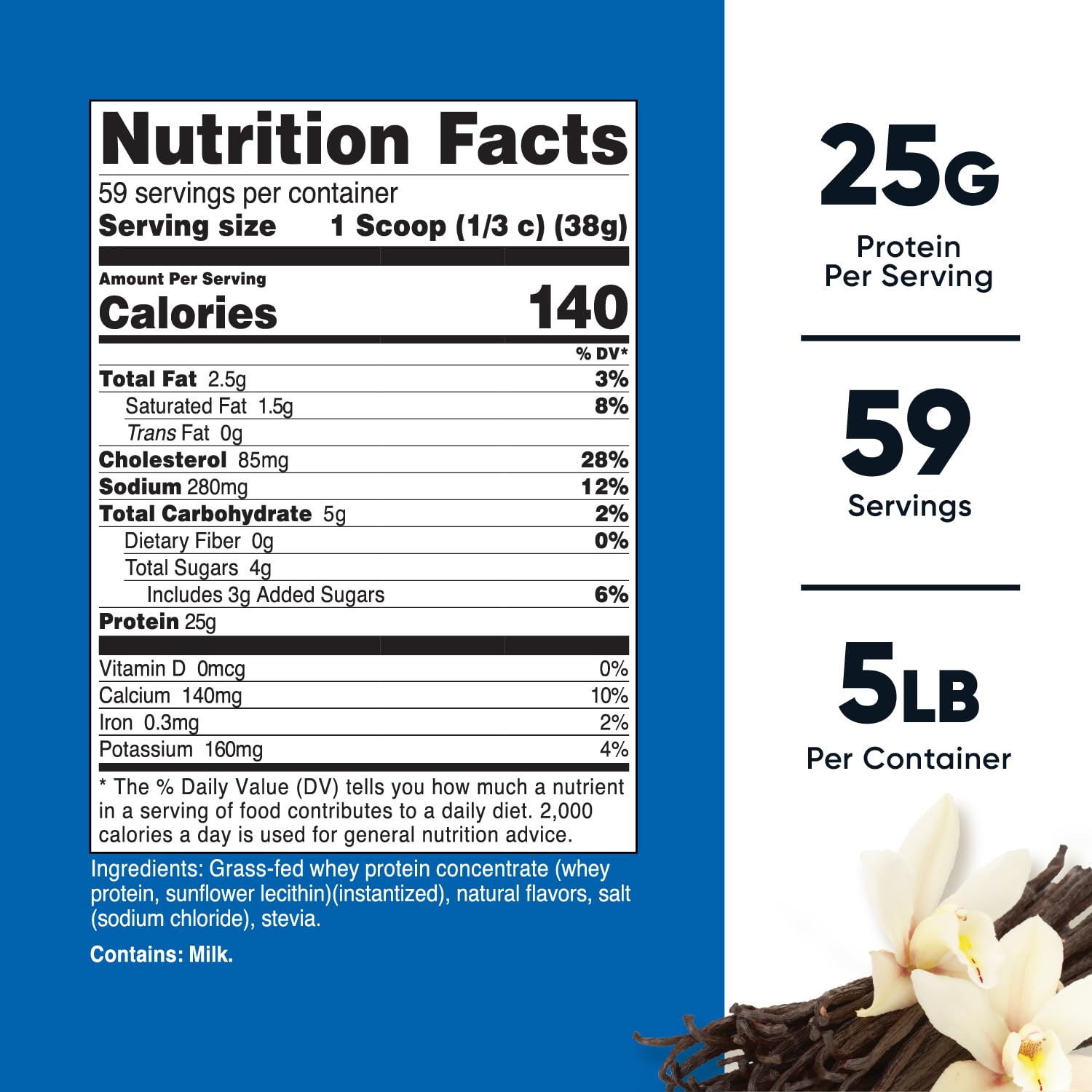 Nutricost whey non denaturee vanille, poudre prête à mélanger.