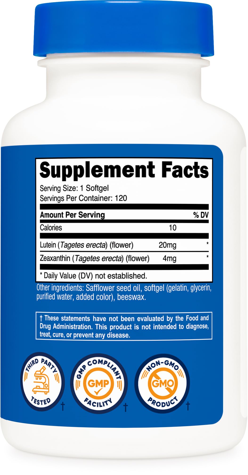 Nutricost zéaxanthine lutéine - emballage clair et sûr en rayon