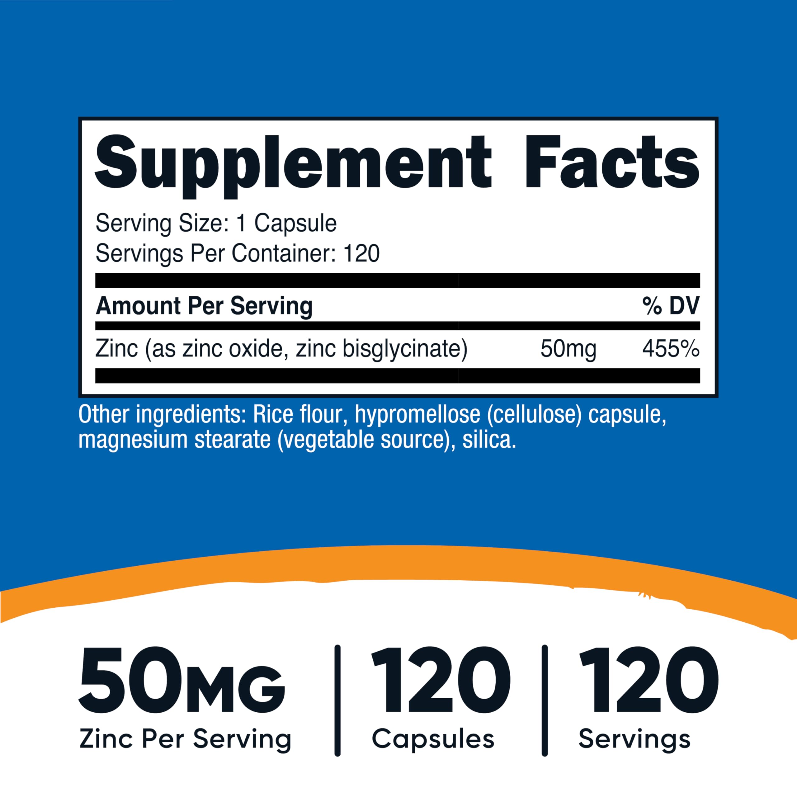 Nutricost Zinc Bisglycinate 50 mg, gélules vegan, close-up des capsules bien tolérées.