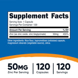 Nutricost Zinc Bisglycinate 50 mg, gélules vegan, close-up des capsules bien tolérées.
