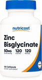 Nutricost Zinc Bisglycinate 50 mg pack-shot montrant l'emballage et sa promesse vegan.