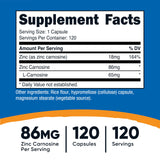 Nutricost Zinc Carnosine – gélules faciles à avaler pour usage quotidien.