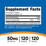 Nutricost Zinc Gluconate capsules végétariennes faciles à avaler.