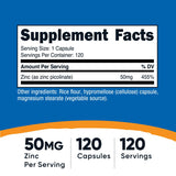 Nutricost Zinc Picolinate 50 mg – capsules végétariennes faciles à avaler