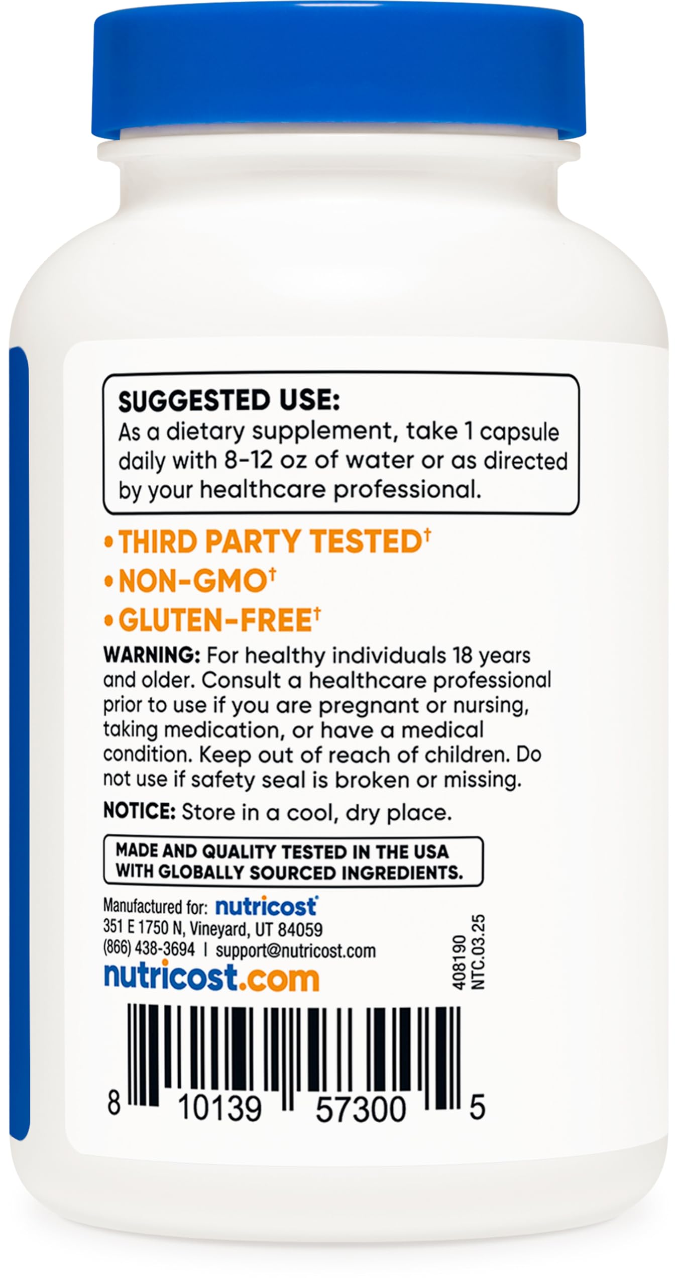 Nutricost Zinc Picolinate: dose quotidienne facile à mesurer pour une routine simple
