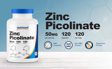 Étiquette Nutricost Zinc Picolinate 50 mg – informations sans gluten et sans OGM