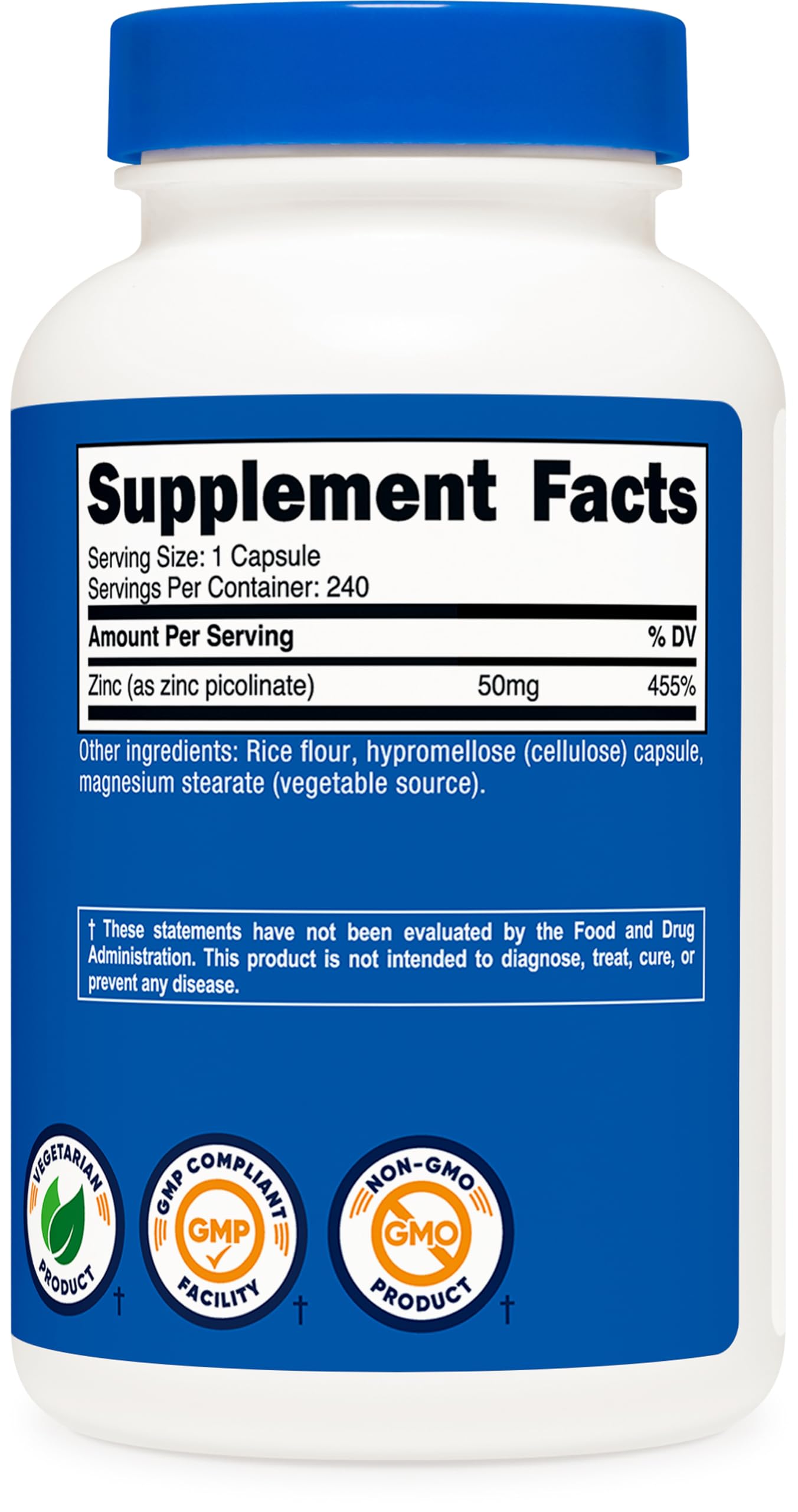 Nutricost Zinc Picolinate: 240 portions par bouteille pour une utilisation durable