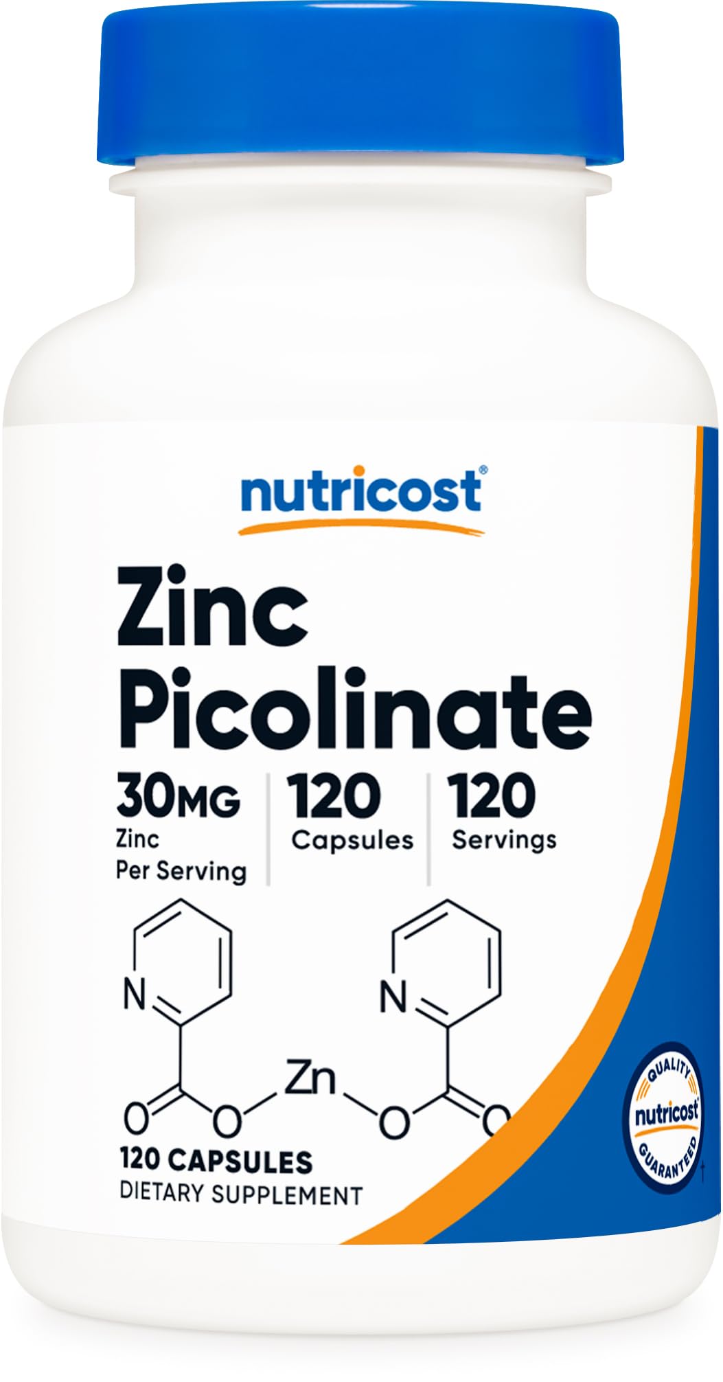 Nutricost Zinc Picolinate : bouteille avec capsules, présentation prête à l'usage quotidien.