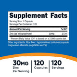 Nutricost Zinc Picolinate : capsules végétariennes faciles à avaler pour votre régime.