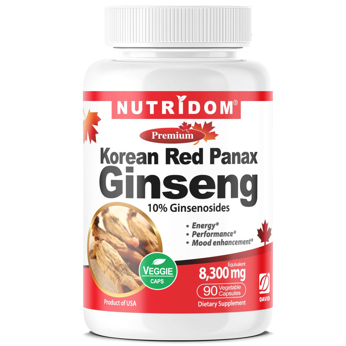 Nutridom Panax Ginseng Rouge, capsules – soutien potentiel d'énergie et concentration.