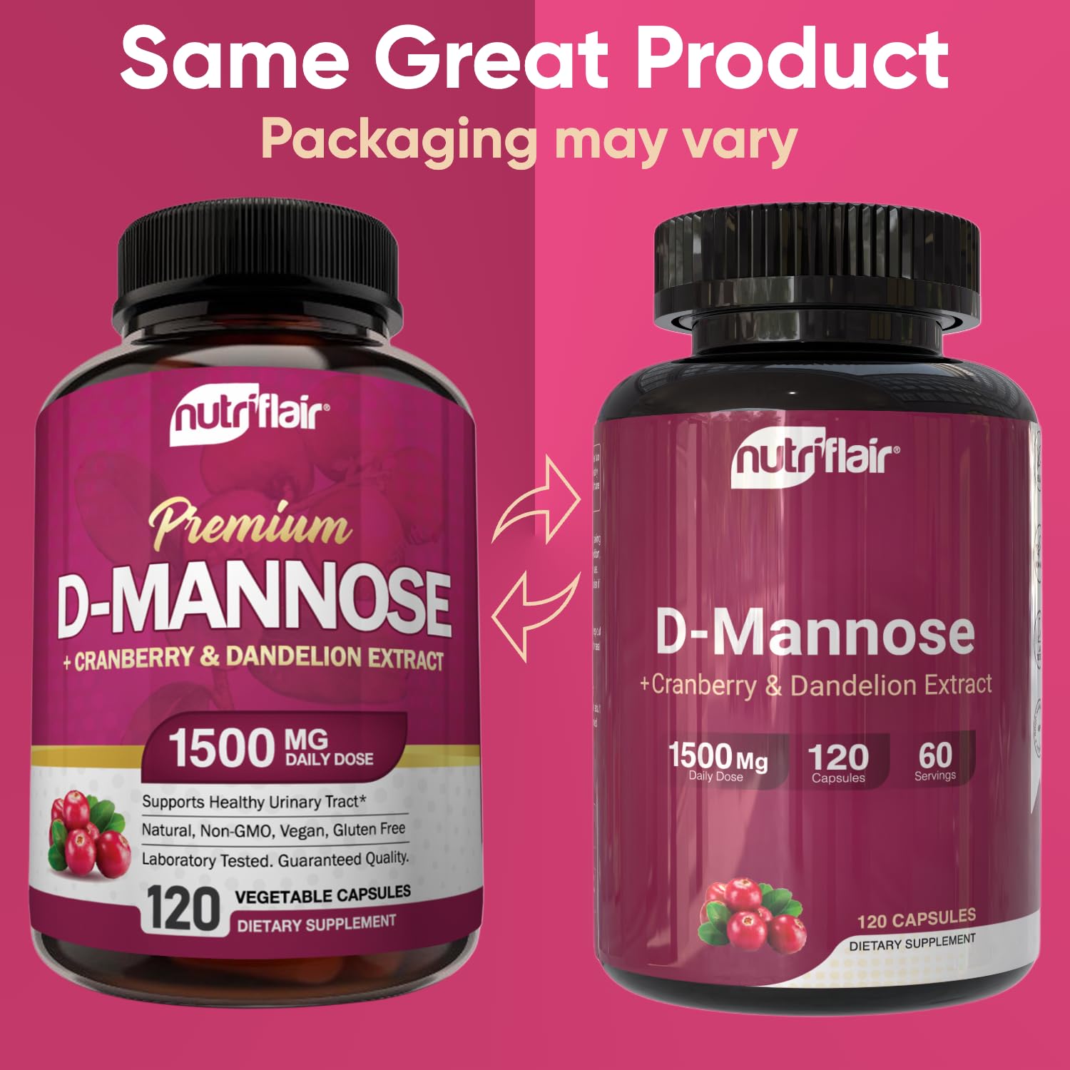 NutriFlair D-Mannose: capsules 1200 mg par dose, pratique et simple