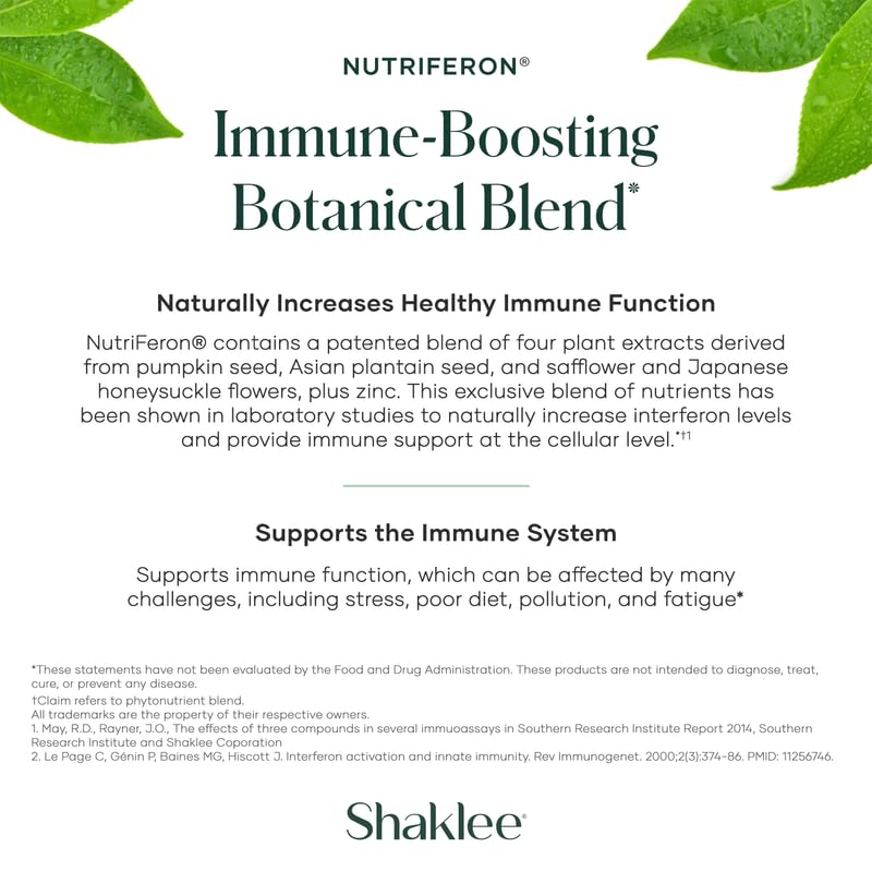 Shaklee NutriFeron: extrait botanique de quatre plantes pour renforcer l'interféron.