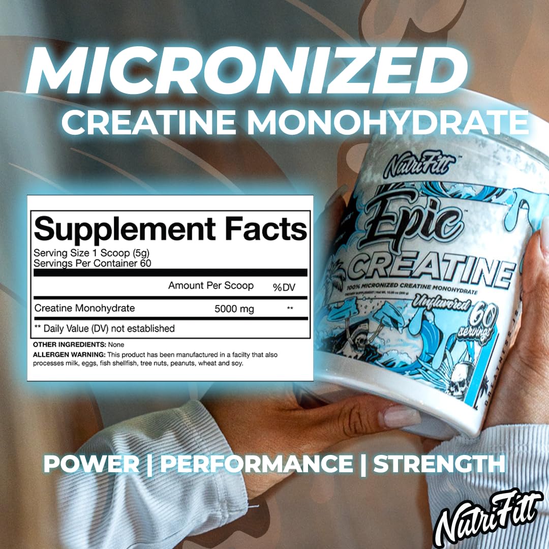 NutriFitt Creatine micronisée poudre sans arôme — mélange facile dans n'importe quelle boisson