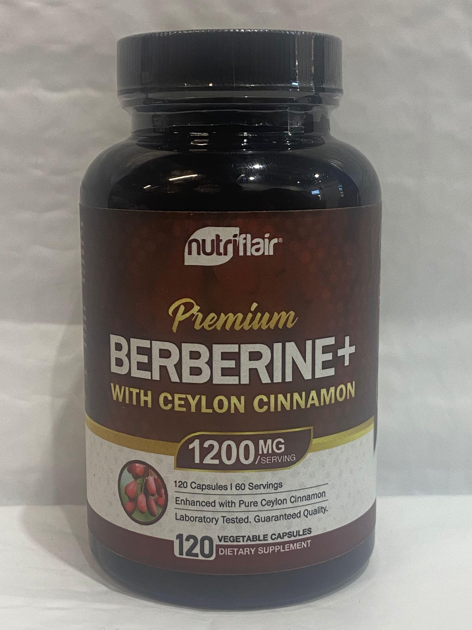 NutriFlair Berberine HCL 1200 mg — emballage écoresponsable et recyclable.