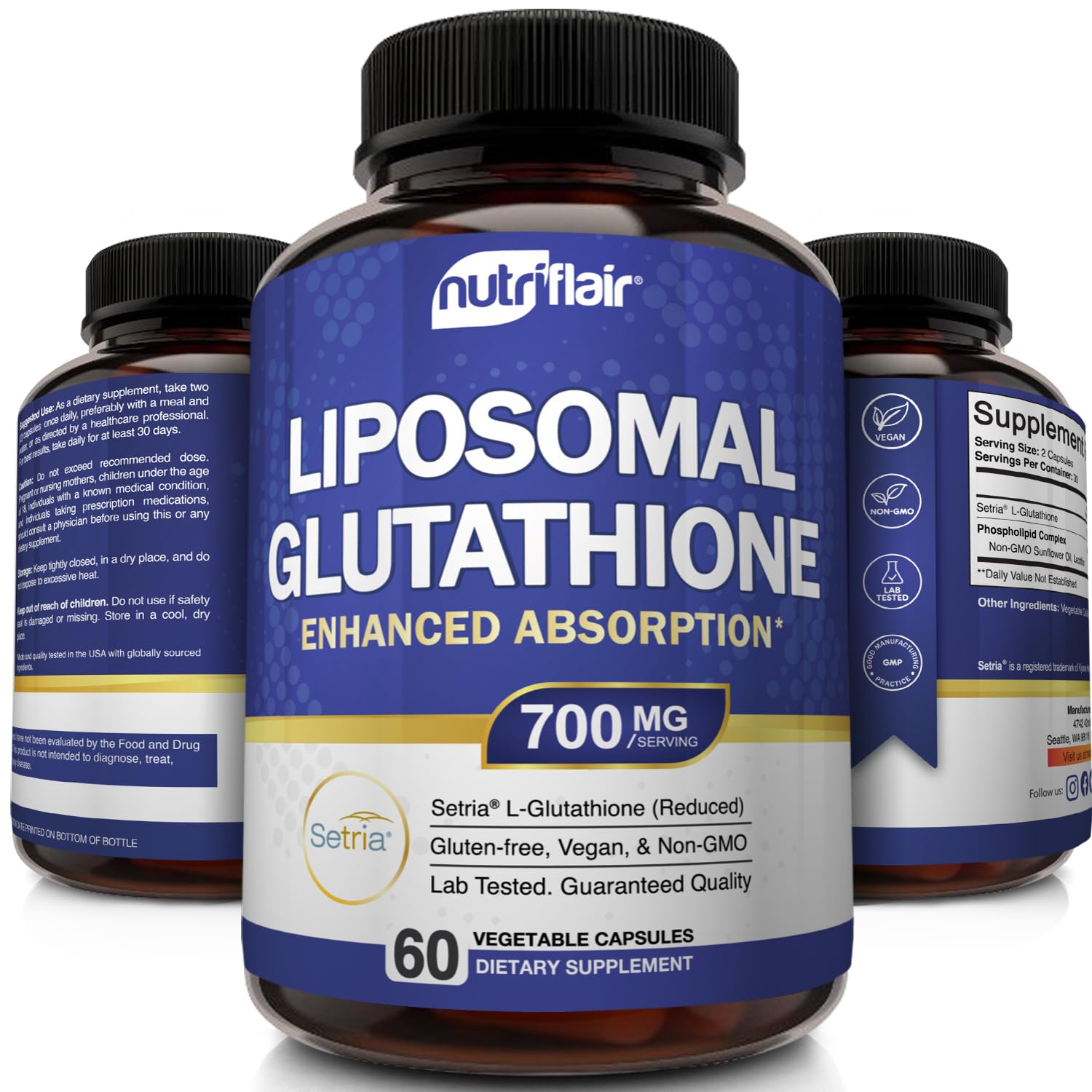 NutriFlair glutathione liposomal notice d'utilisation concise.