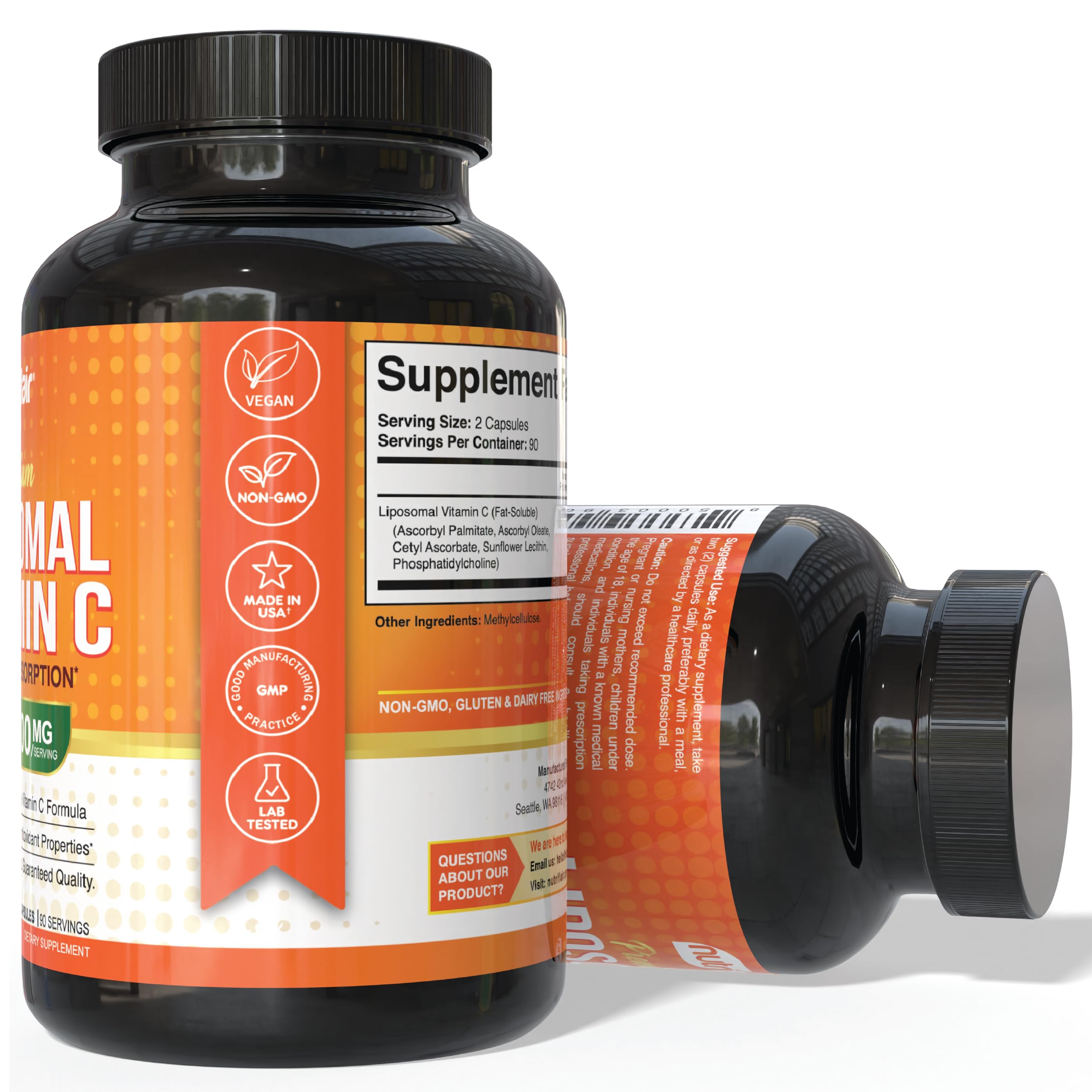 NutriFlair Liposomal Vitamine C: certification externe attestant de la pureté et de la qualité.