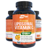 NutriFlair Liposomal Vitamine C: étiquette claire et label végan visible.