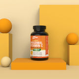 NutriFlair Liposomal Vitamine C: emballage indiquant fabrication aux États‑Unis.