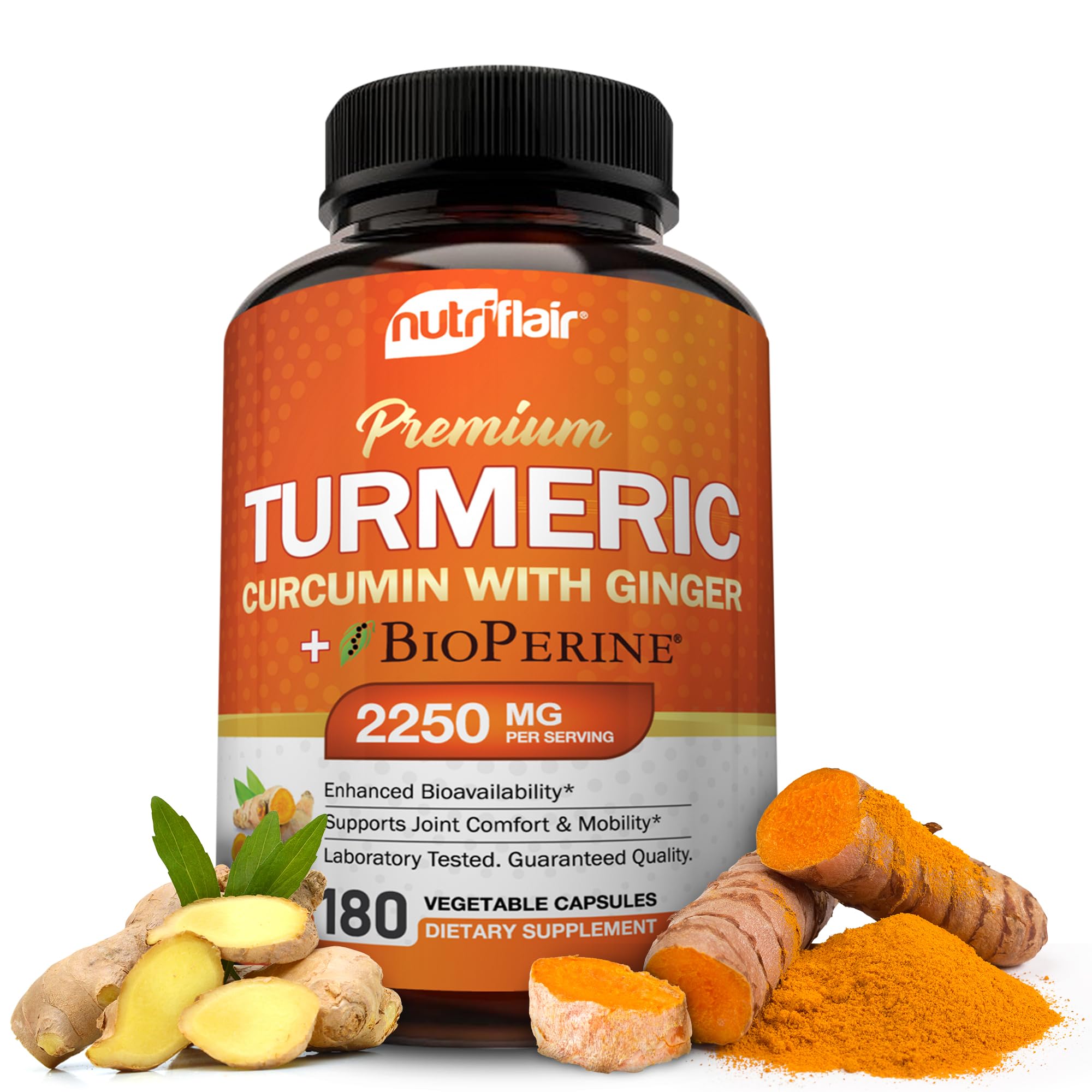 NutriFlair curcuma-curcumine-gingembre-poivre-noir capsules: mobilité et confort des articulations.