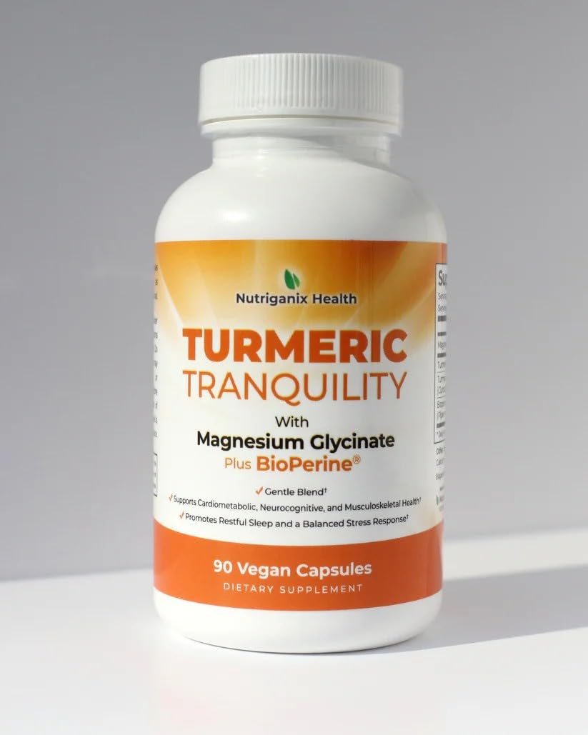 Nutriganix Turmeric Tranquility bouteille versement: pratique pour une utilisation quotidienne.