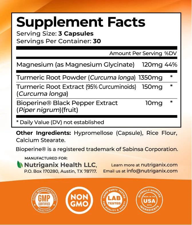 Nutriganix Turmeric Tranquility capsules emboitees: capsules faciles à avaler et assimilables.