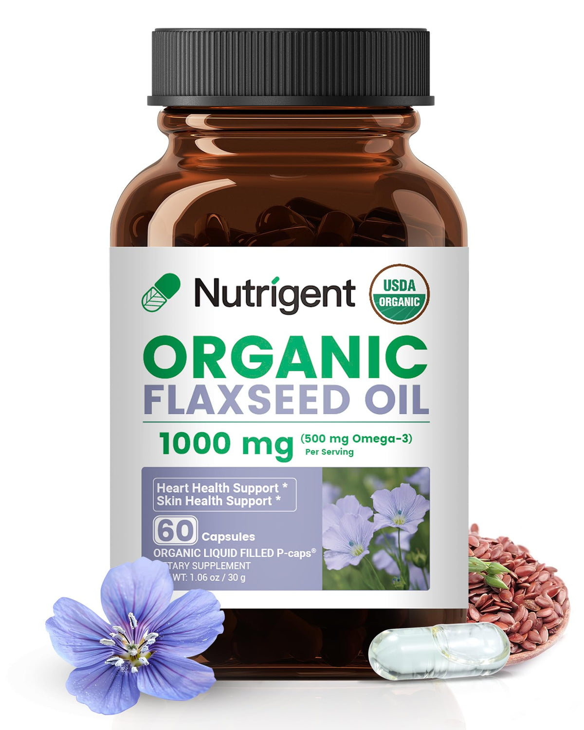 Nutrigent Huile de Lin — capsules à pression froide pour absorption optimale.