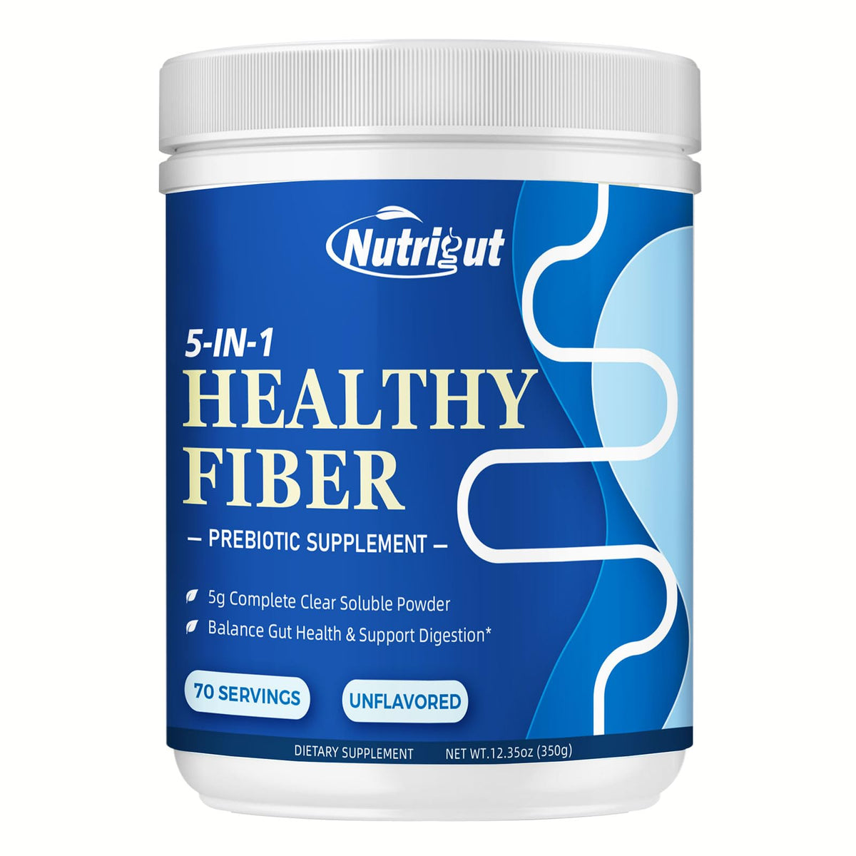 NutriGut Fibre: poudre soluble 5 g soutient la digestion quotidienne.