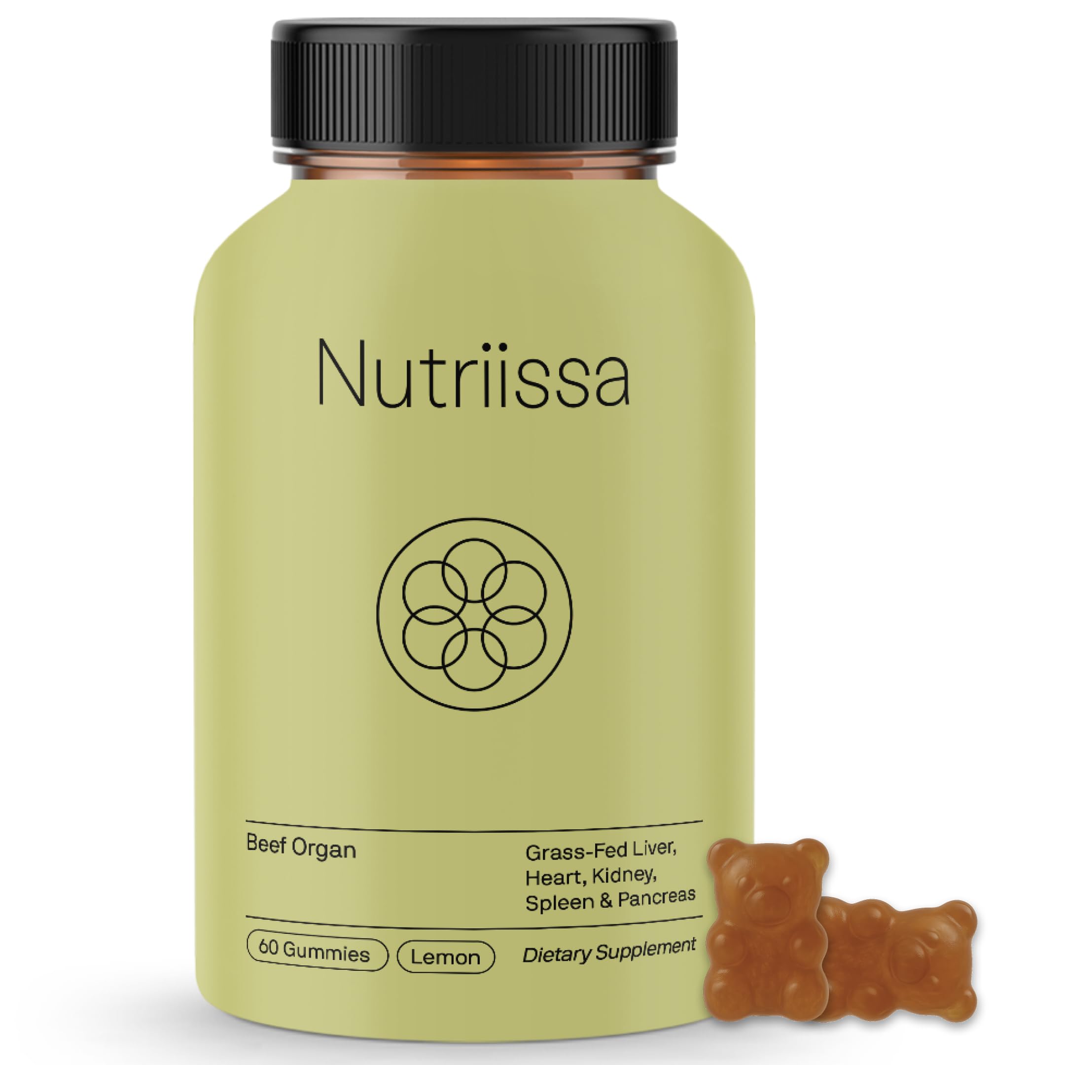 Nutriissa Gummies Organes Boeuf – bouteille montrant le mélange complet pour usage quotidien