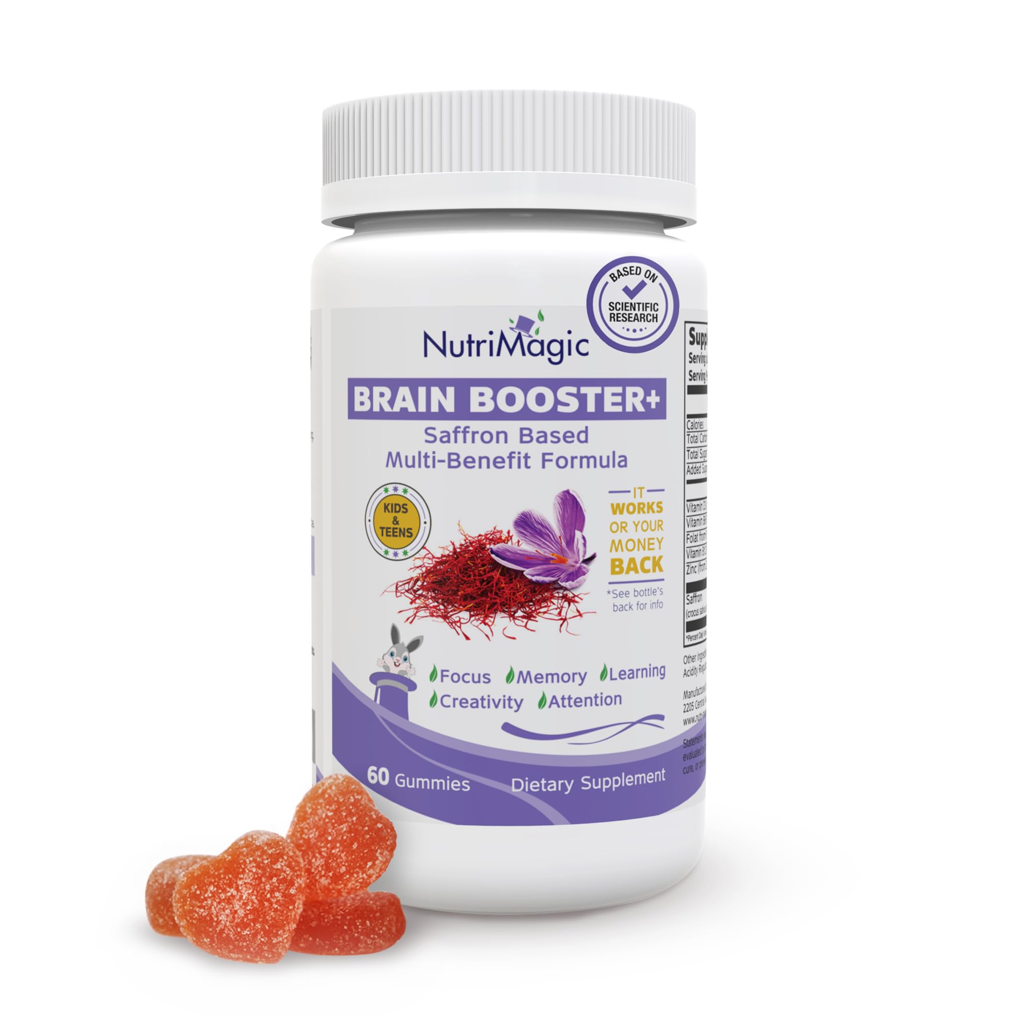 NutriMagic Brain Booster+ gomme safran pur pour concentration chez l'enfant.