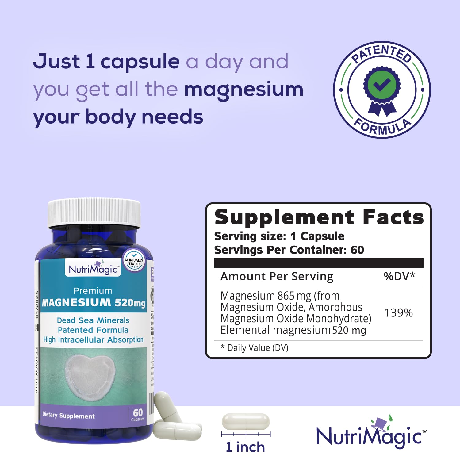 NutriMagic : capsule unique 520 mg pour une dose pratique et simple.