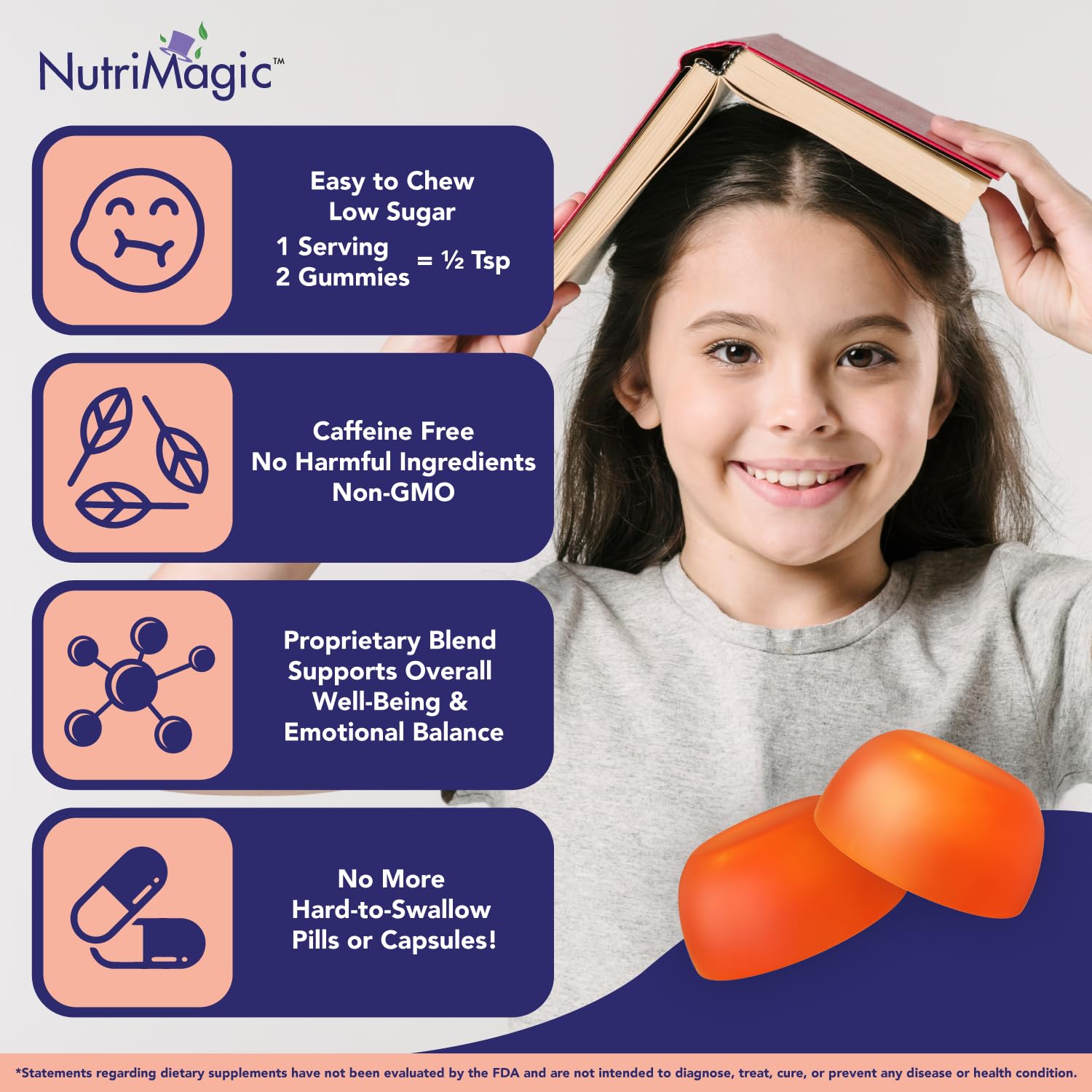 NutriMagic dose 30 mg Affron par portion, soutien potentiel de l'attention.