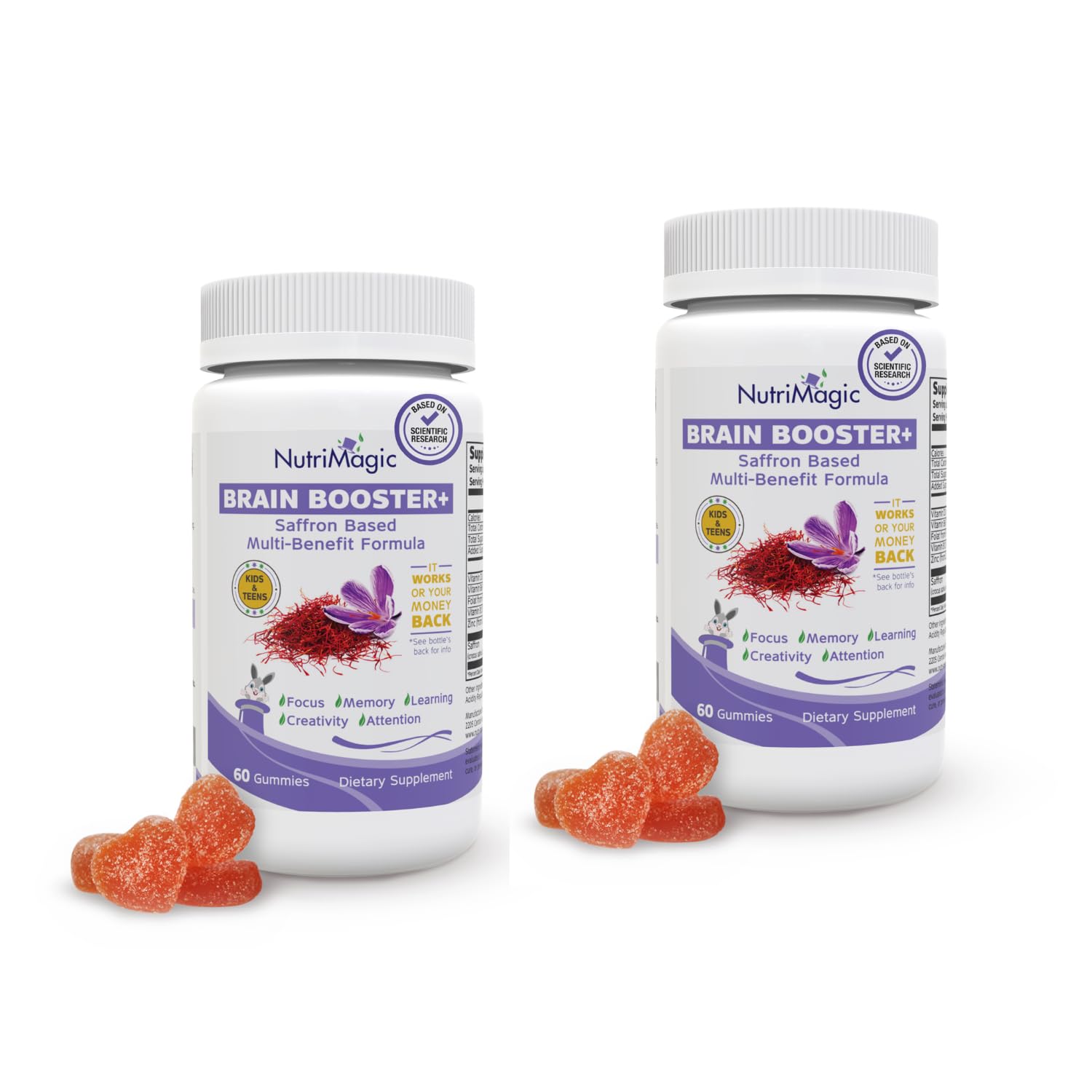 NutriMagic Gommes Safran Cerveau: soutien potentiel à la concentration et à l'attention.
