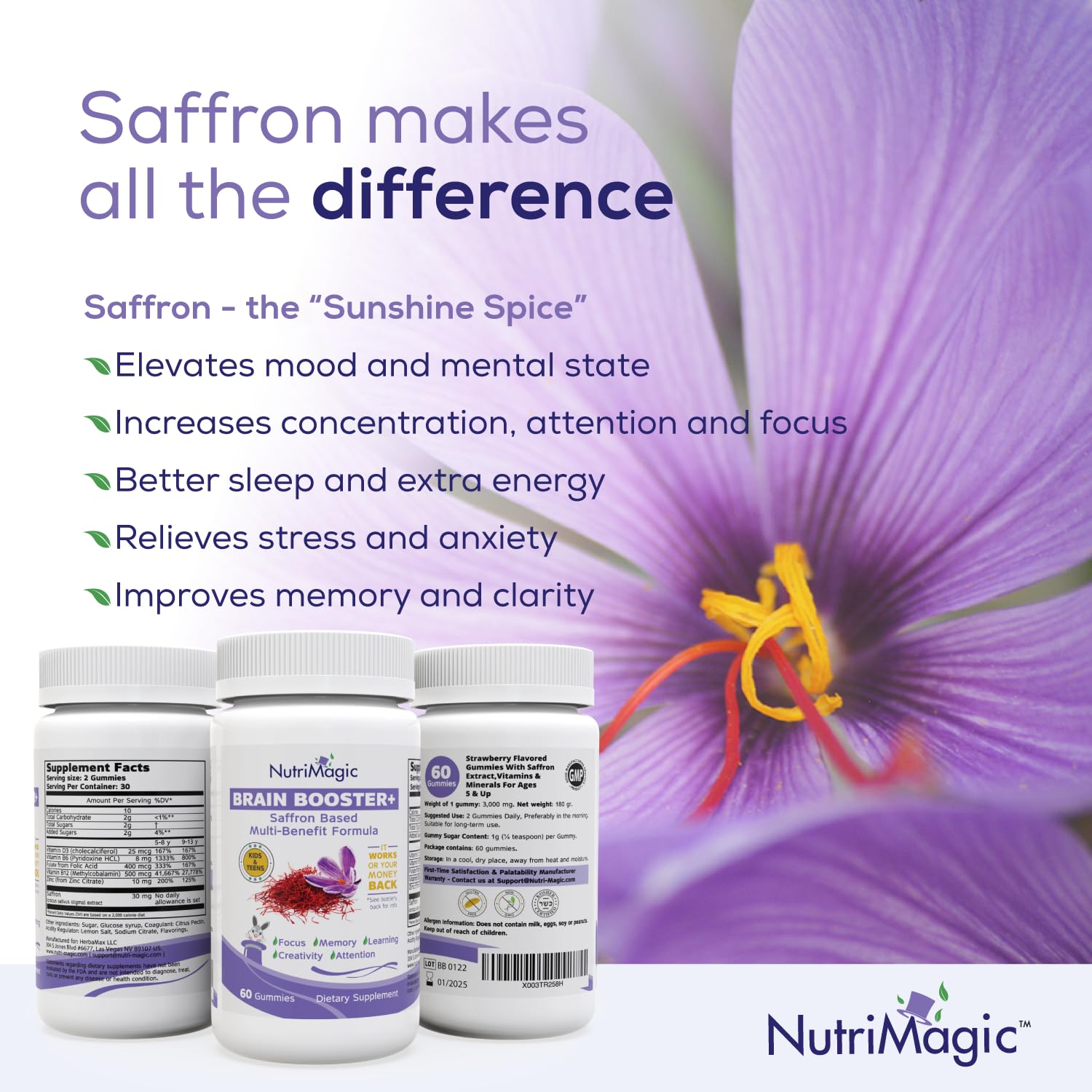 NutriMagic goût fraise avec absorption rapide dans une gomme.