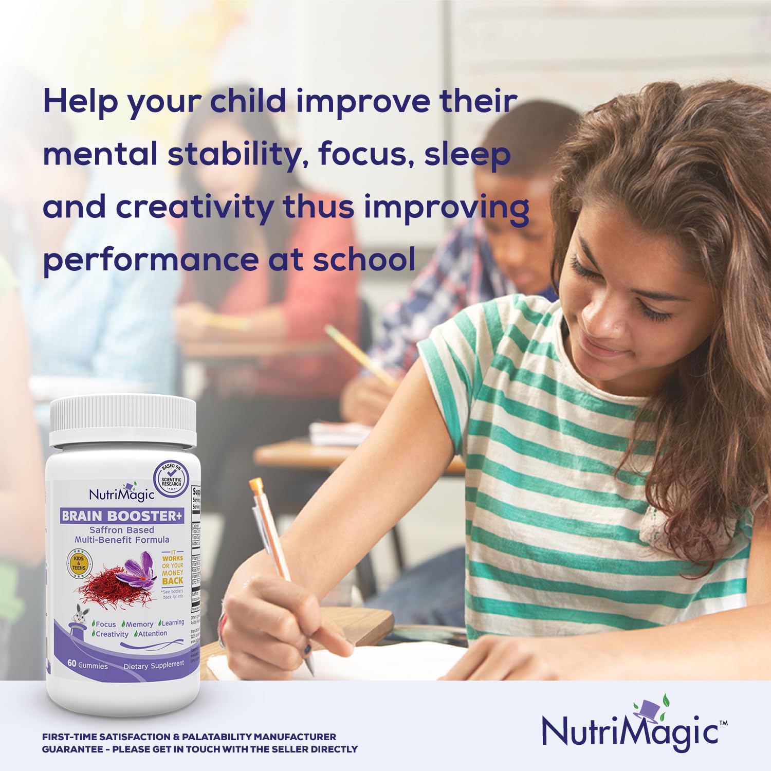 NutriMagic goût fraise pendant le goûter pour une humeur positive.