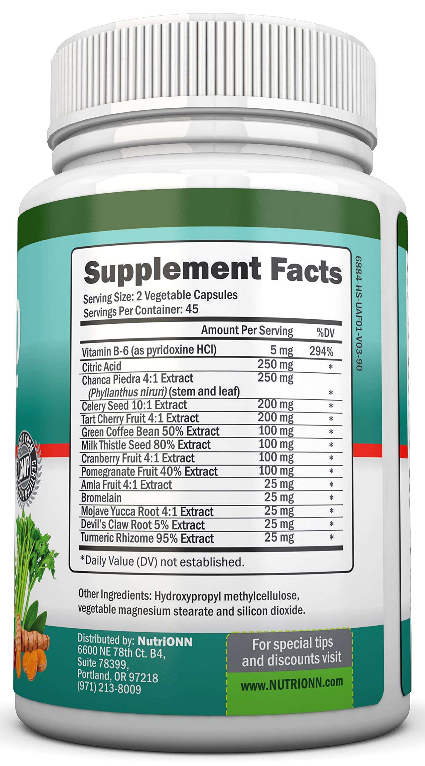 NutriONN Uric Acid Flush – extrait céleri et plantes pour l’usage quotidien.